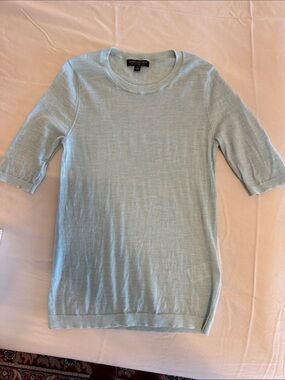 GUC Banana Republic Light Heathered Mint 100% Merino Wool Short Sleeve Top